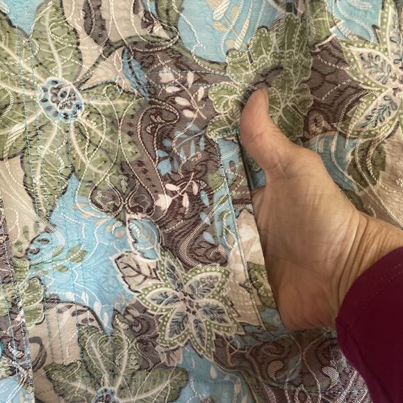 Rebecca Malone Bohemian Large Bohemian Turquoise Sage Brown Jacket Pockets EUC - Picture 7 of 16